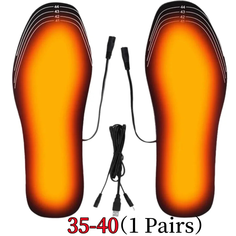 USB Rechargeable Heated Insoles (Size 35–46) – Custom-Fit Electric Foot Warmers for Winter, Skiing & Outdoors