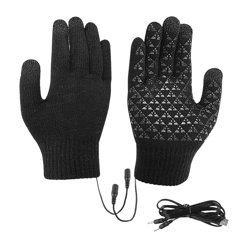 Electric Heated Gloves with Touch Screen – USB Winter Mittens for Skiing, Riding, Camping & Mountaineering