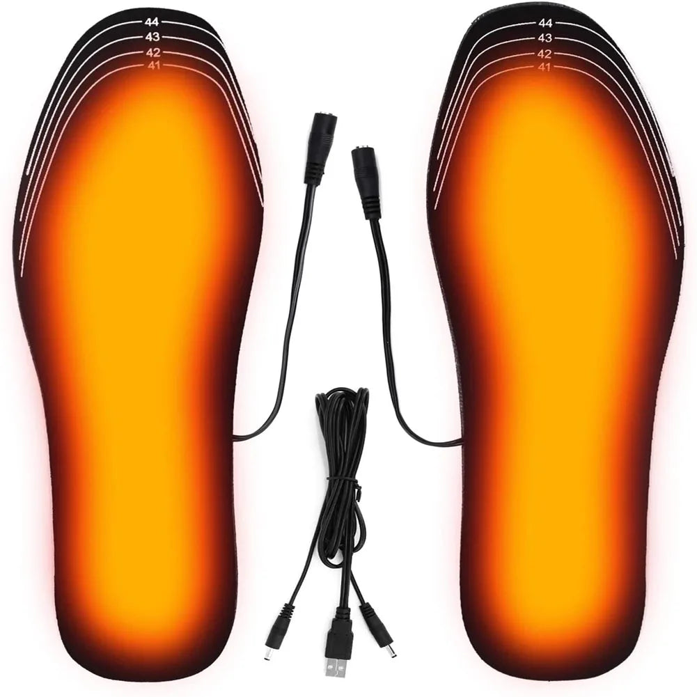USB Rechargeable Heated Insoles (Size 35–46) – Custom-Fit Electric Foot Warmers for Winter, Skiing & Outdoors